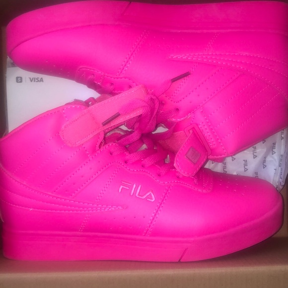 bright pink fila shoes